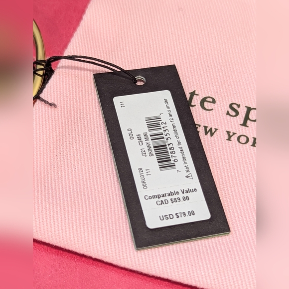 NWT KATE SPADE Skinny Mini Bow Bangle Bracelet Gold - Picture 6 of 6